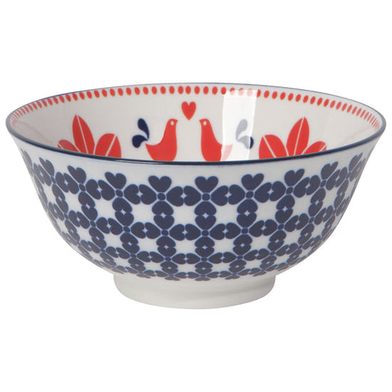 Bowl Stamped 6" - Red Navy Bird