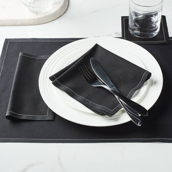 Black Cotton Luncheon Napkins 25 Units