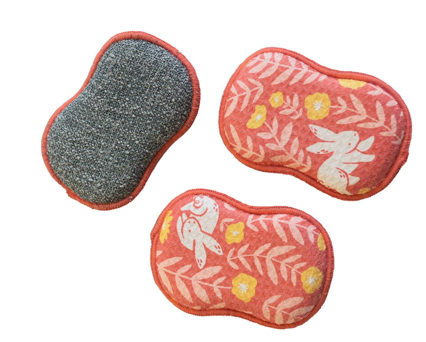 RE:usable Sponges (Set of 3) - Nuthatch Bunny Meadows: Deep Coral