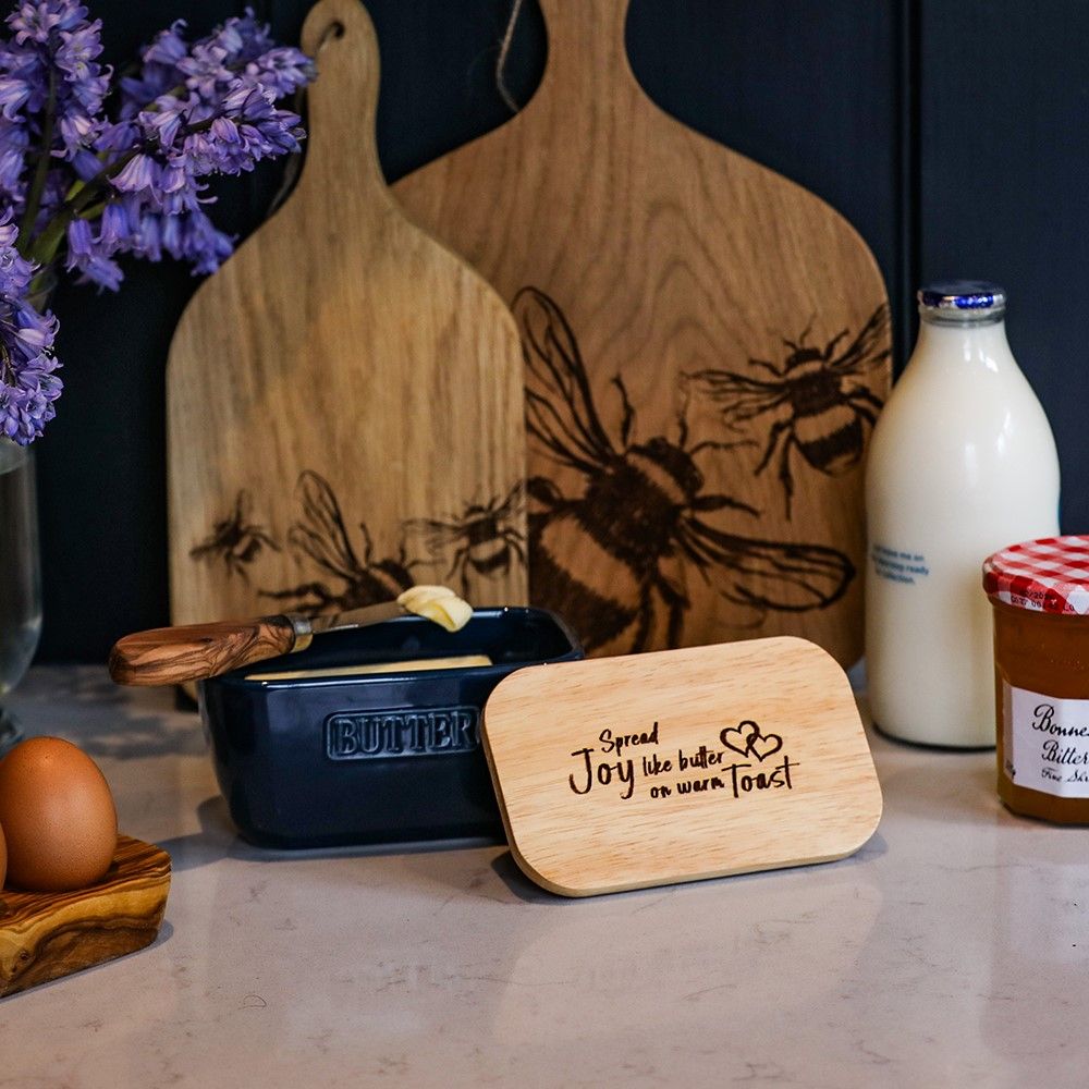 Butter Dish - Spread The Joy Blue
