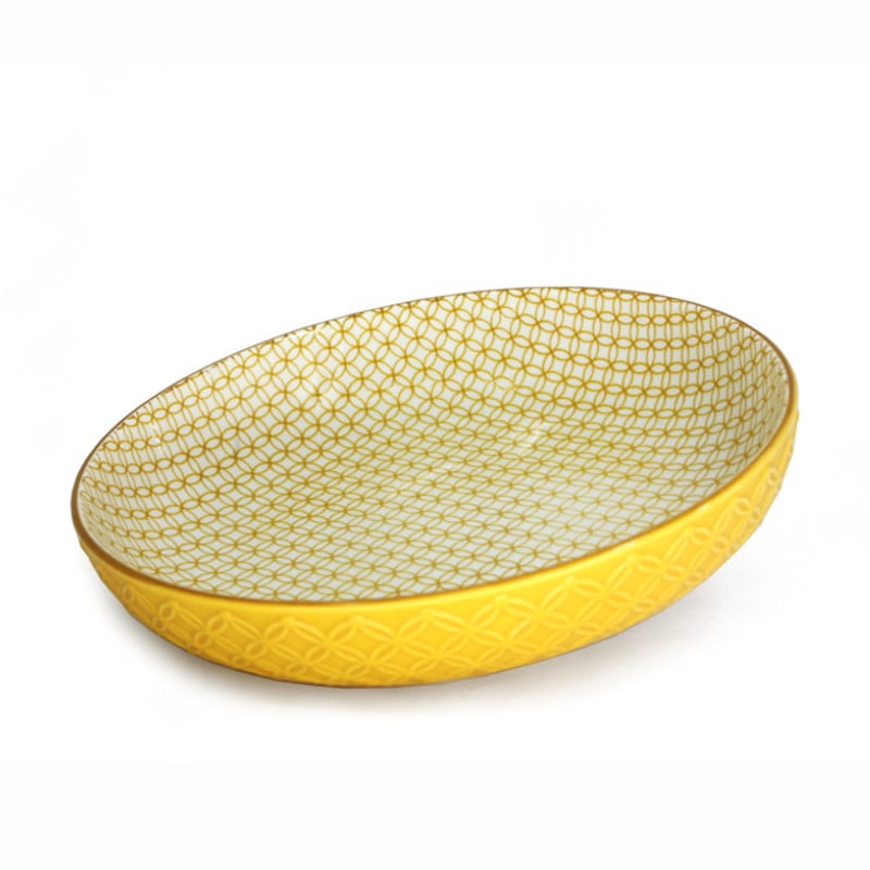 Textured Shallow Bowl - Yellow
