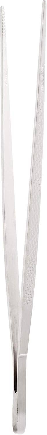 Precision Plus Chef Plating Tong - Straight 9 3/8" - Silver