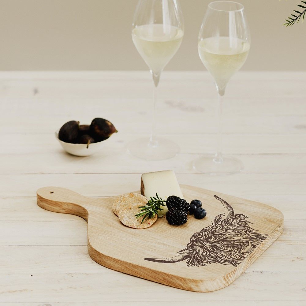 Oak Hanging Paddle - Medium - Highland Cow
