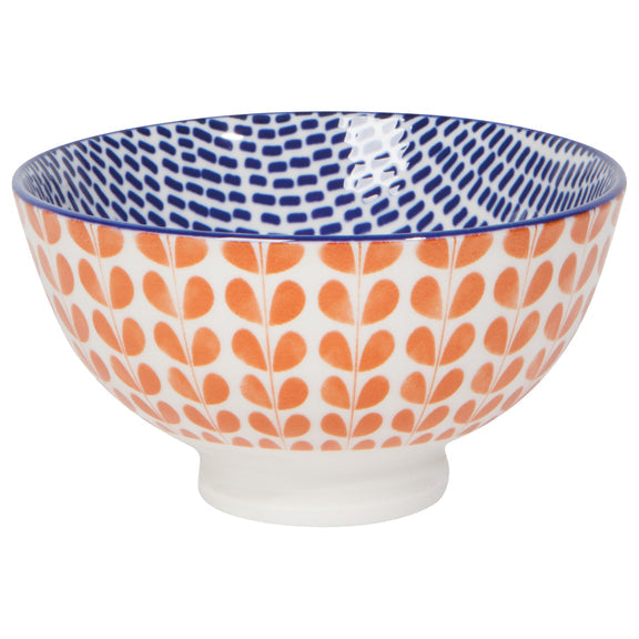 Bowl Stamped 4" - Orange Blue Blossom