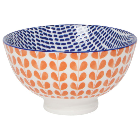 Bowl Stamped 4" - Orange Blue Blossom