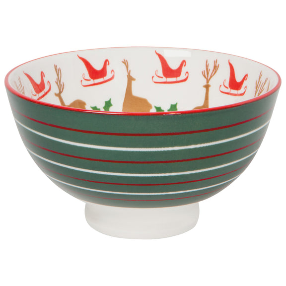 Bowl Stamped 4" - Santa's Reindeer