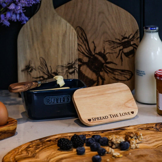 Butter Dish - Spread The Love Blue