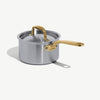 Made In 2 Qt Stainless Steel Saucepan with Lid and Antique Brass Handle