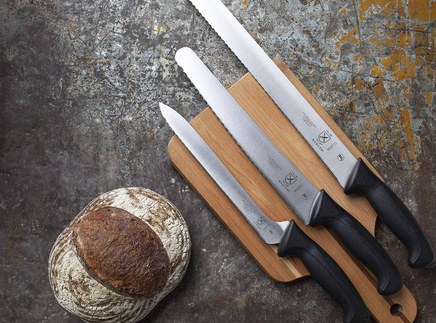 Mercer Millennia Black Handle 10" Wide Wavy Edge Bread Knife