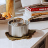 Made In 2 Qt Stainless Steel Saucepan with Lid and Antique Brass Handle