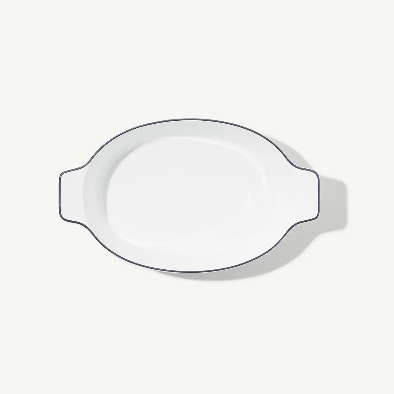 Made In 10x6.6" Oval Gratin Dish - White with Navy Rim