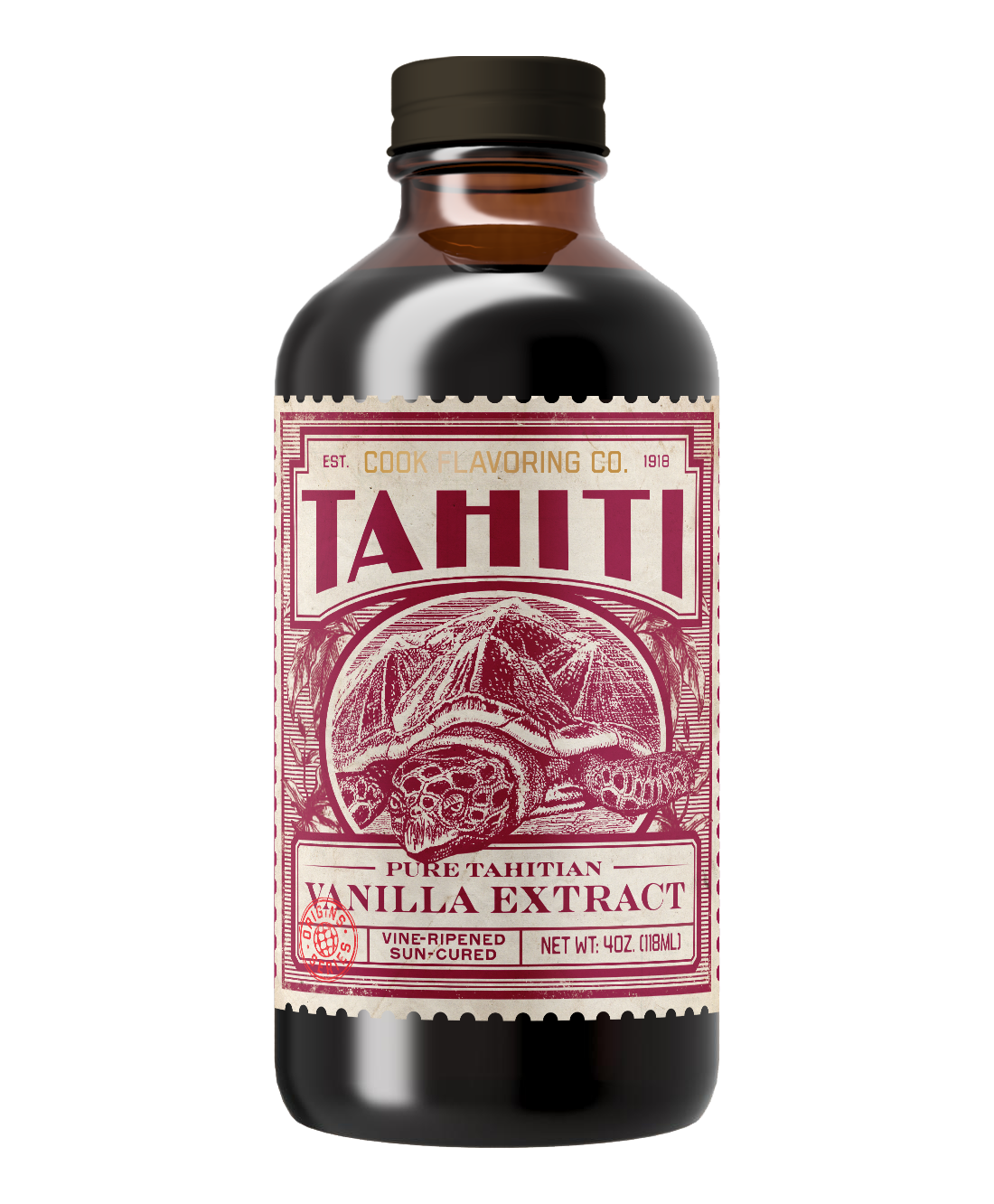 Single Origin Pure Tahitian Vanilla Extract - 118ml/4oz