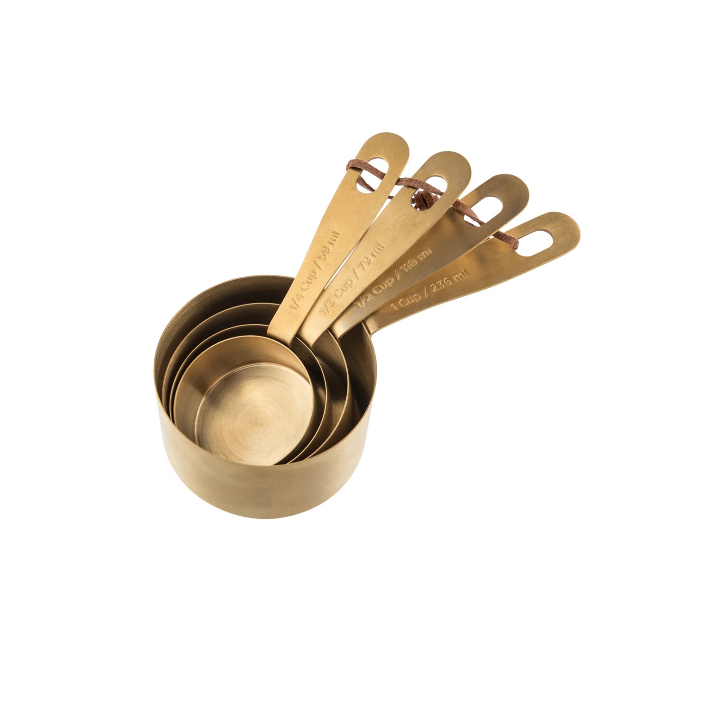 Kitchen Pantry Brass Measure Cups S/4