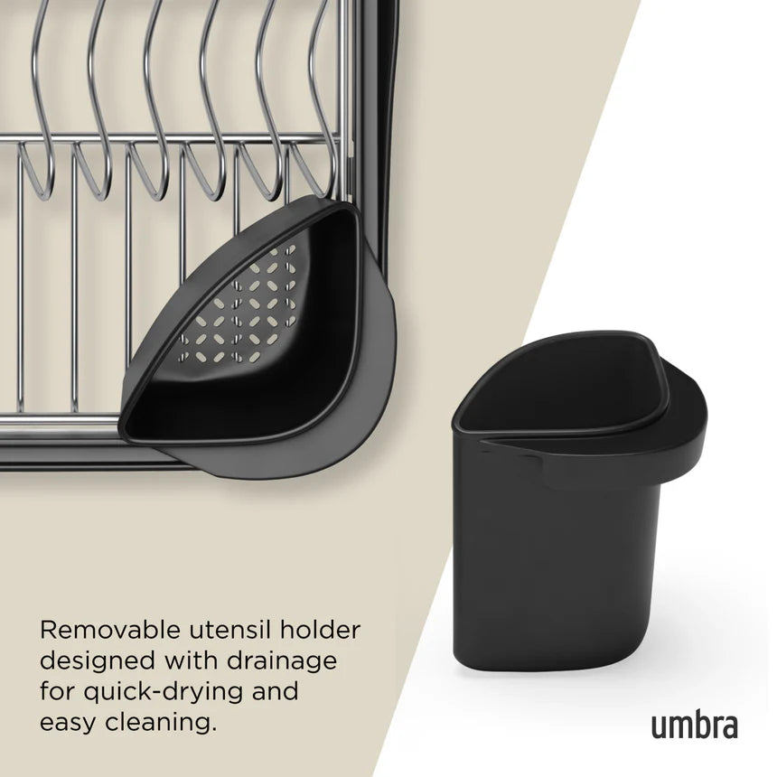 Umbra Sinkin Multi Use Dish Rack - Black-Nickel