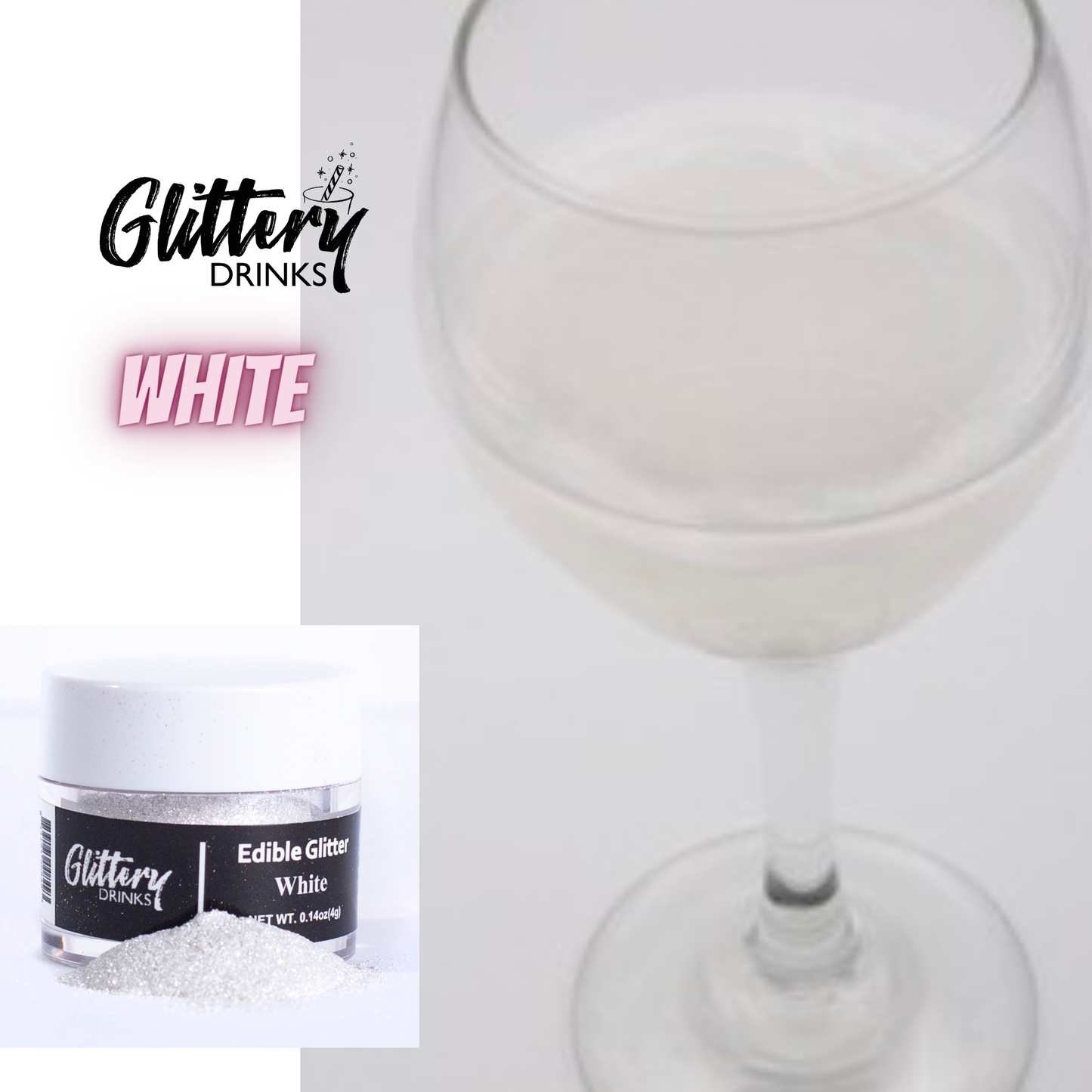 Edible Shimmer Powder for Drinks - White