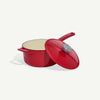 Made In 2-Qt Enameled Cast Iron Saucepan - Red
