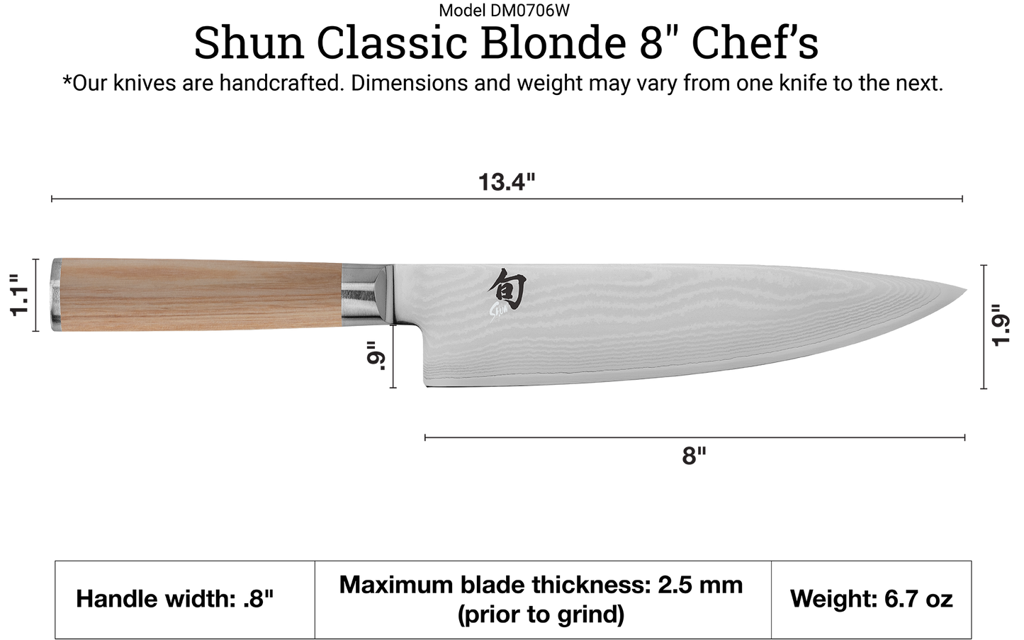 Shun Classic - Blonde - Chef's 8"