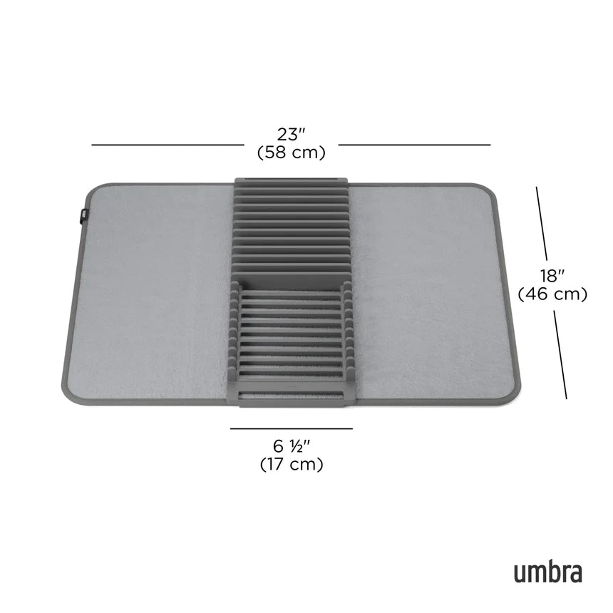 Umbra UDry Dish Drying Rack with Mat - Charcoal