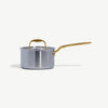 Made In 2 Qt Stainless Steel Saucepan with Lid and Antique Brass Handle
