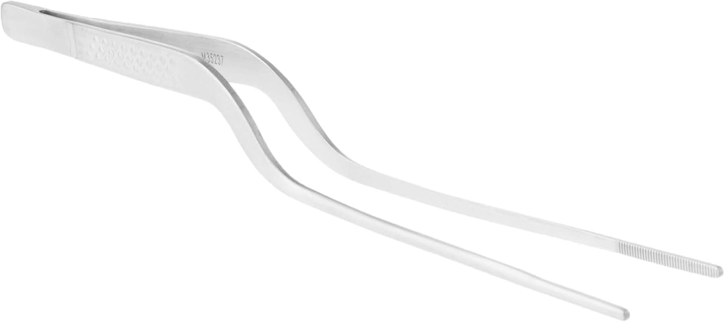 Precision Plus Chef Plating Tong - Offset 7-7/8" - Silver