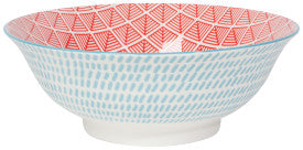 Bowl Stamped 8" - Blue Red Dash