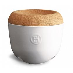 Load image into Gallery viewer, Emile Henry Garlic Pot w Cork Lid - Blanc Craie
