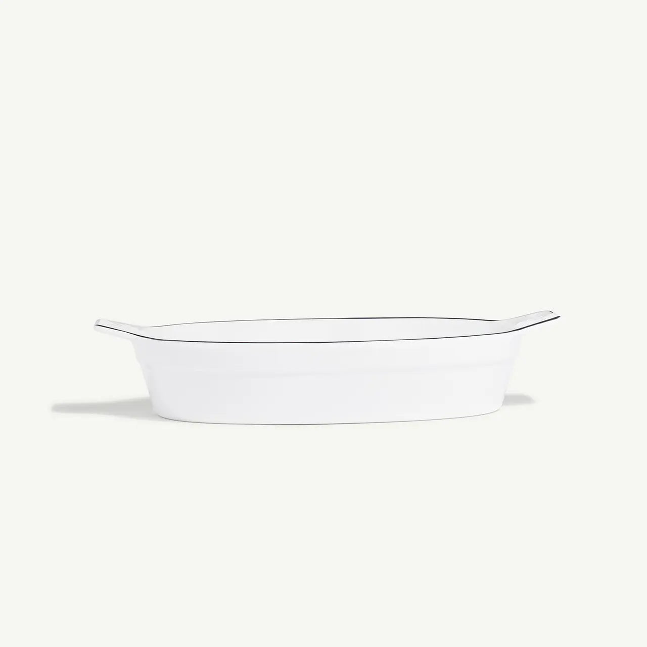 Made In 10x6.6" Oval Gratin Dish - White with Navy Rim