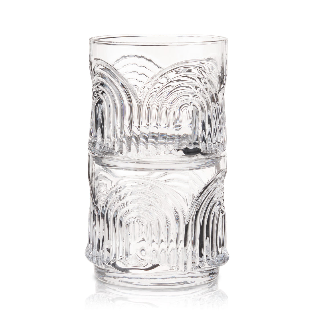 Viski Crystal Deco Beau Lowball Tumblers - 11oz
