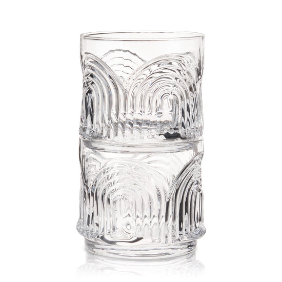 Viski Crystal Deco Beau Lowball Tumblers - 11oz