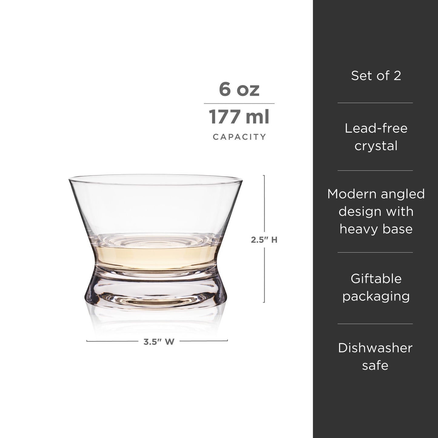 Viski Crystal Raye Tequila Tasting Glasses - 6oz / 178ml
