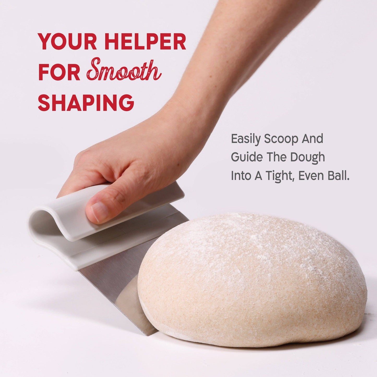 KneadAce Bench Scraper and Baker's Brush White / Red