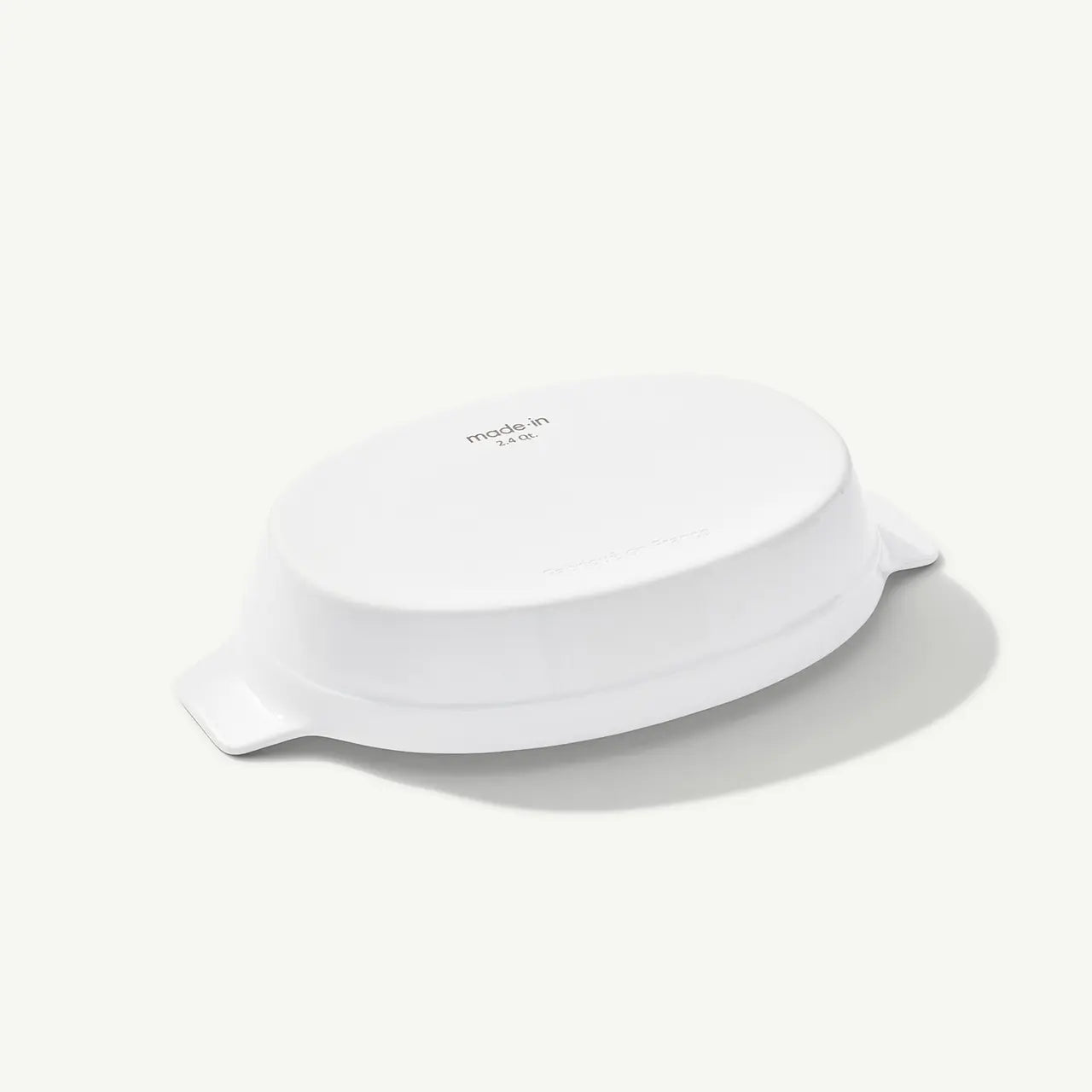 Made In 10x6.6" Oval Gratin Dish - White with Navy Rim