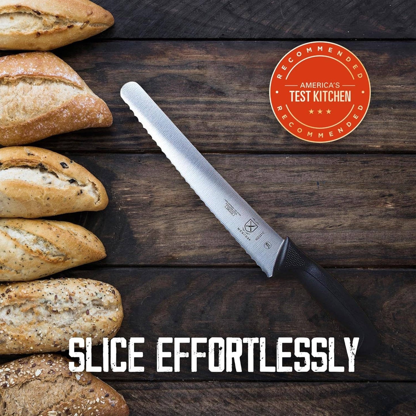 Mercer Millennia Black Handle 10" Wide Wavy Edge Bread Knife