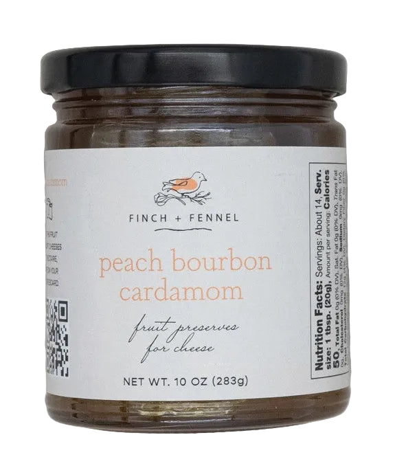 Finch & Fennel Peach Bourbon Cardamom Fruit Preserve 10oz.