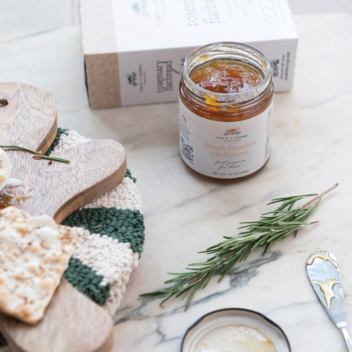Finch & Fennel Peach Bourbon Cardamom Fruit Preserve 10oz.