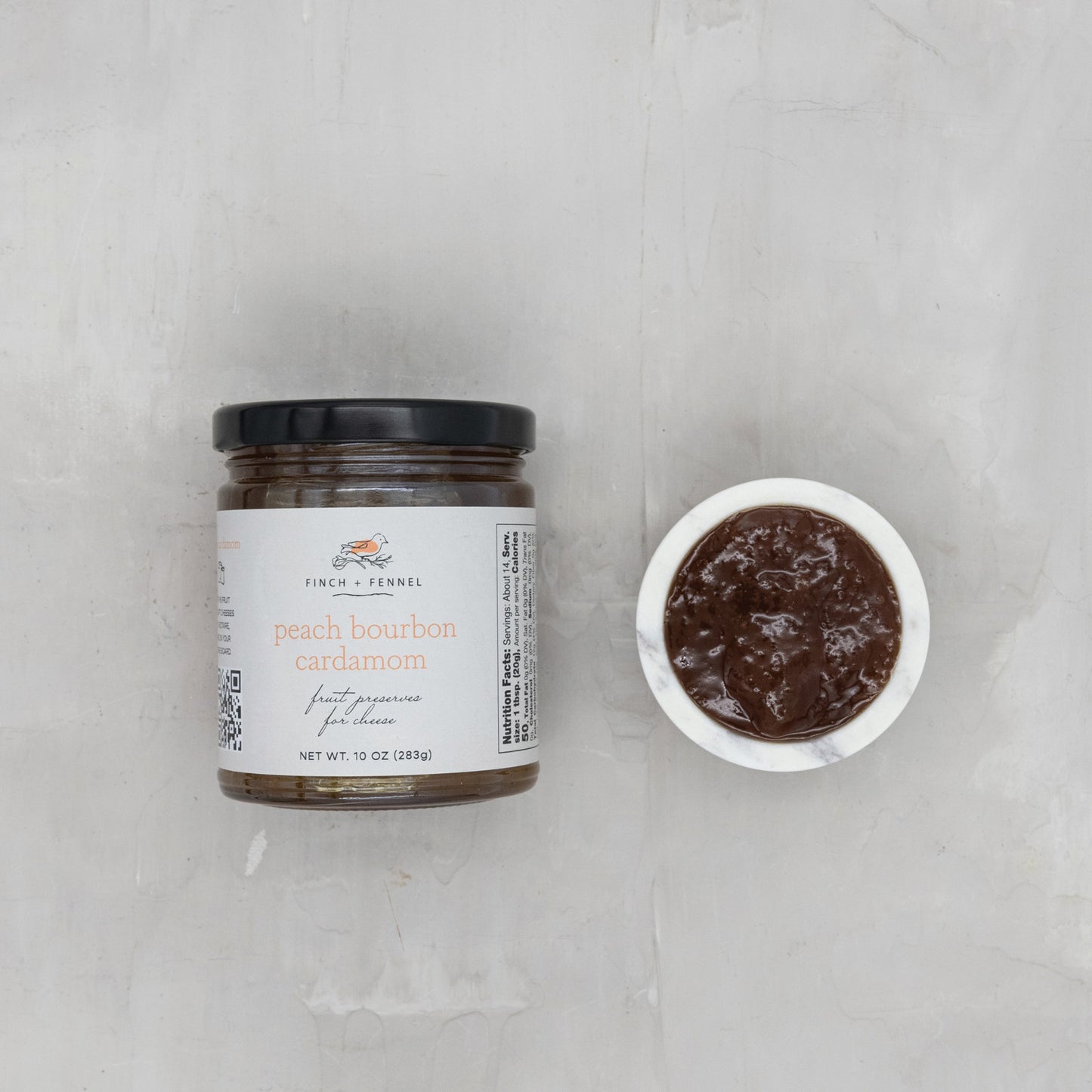 Finch & Fennel Peach Bourbon Cardamom Fruit Preserve 10oz.