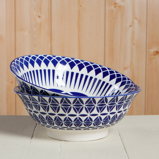 Load image into Gallery viewer, Bowl 8&amp;quot; Blue Geo
