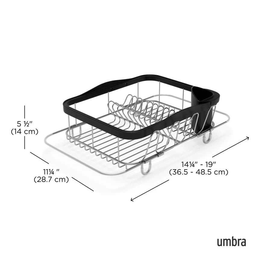 Umbra Sinkin Multi Use Dish Rack - Black-Nickel