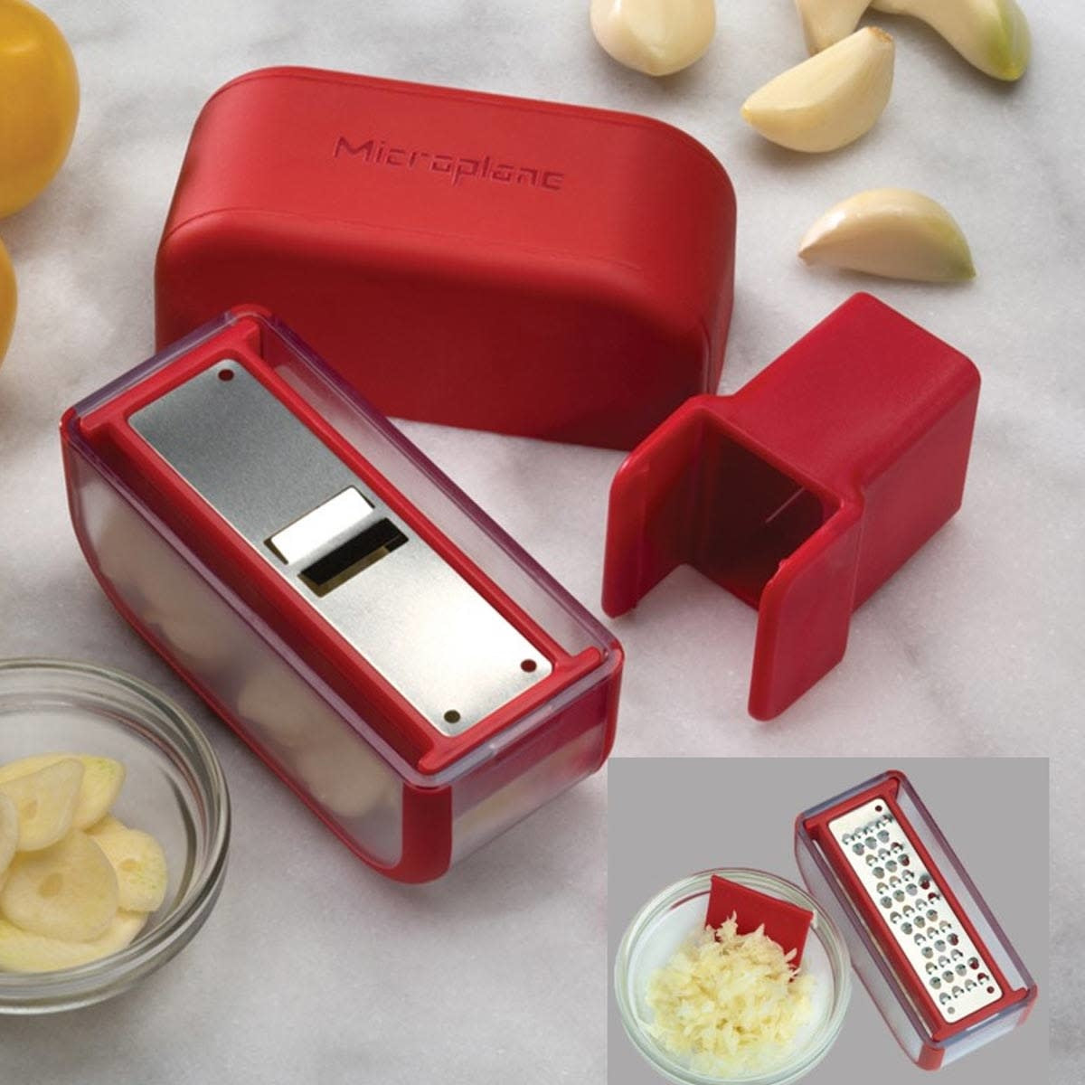 Microplane Garlic Slicer/Mincer Set (Red)