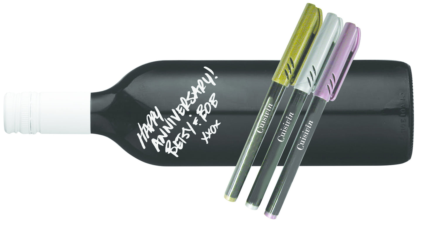 Cuisivin Wine Glass Metallic Markers - 3pk