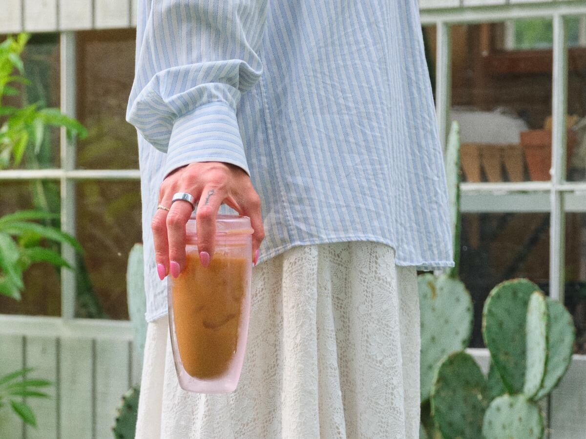 16oz Clear Good Cuppa Double Wall Glass Takeaway Cup