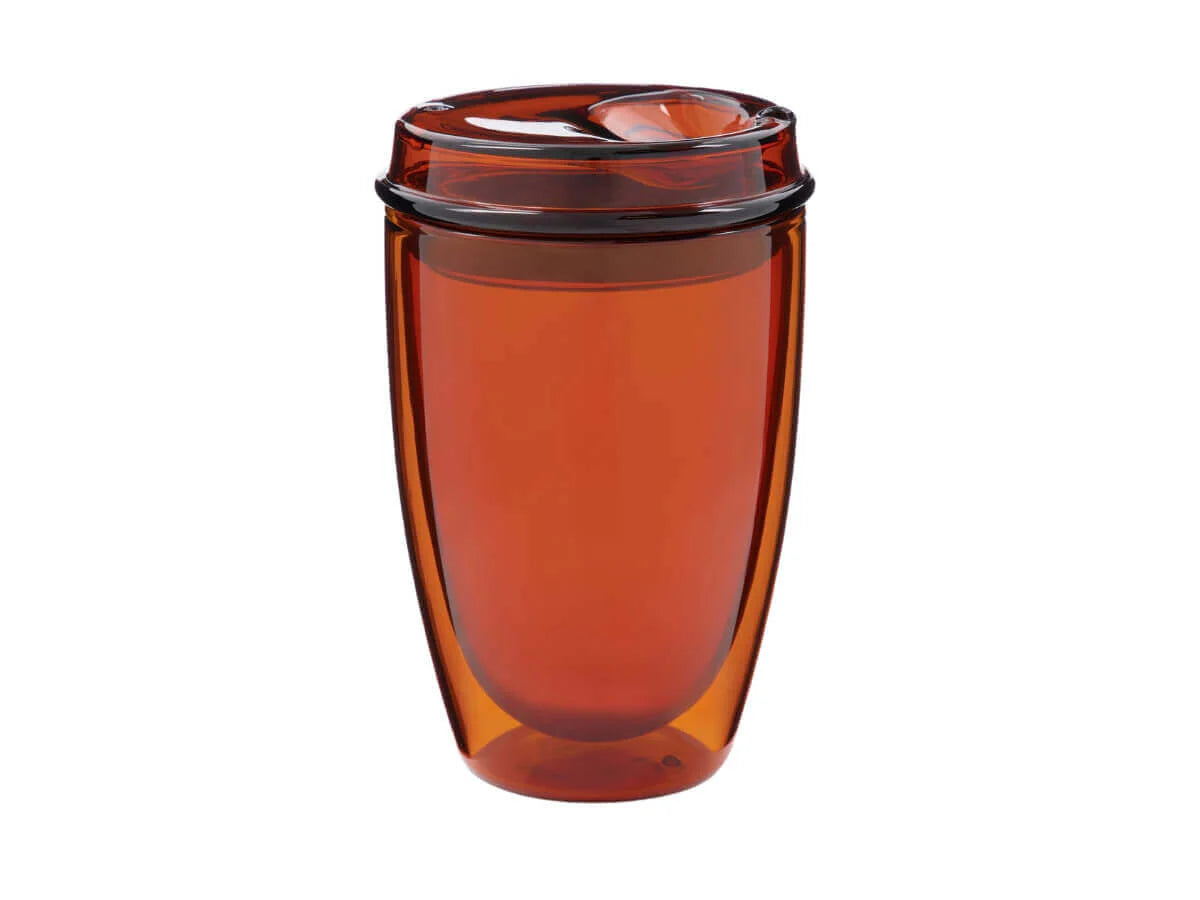 12oz Amber Good Cuppa Double Wall Glass Takeaway Cup