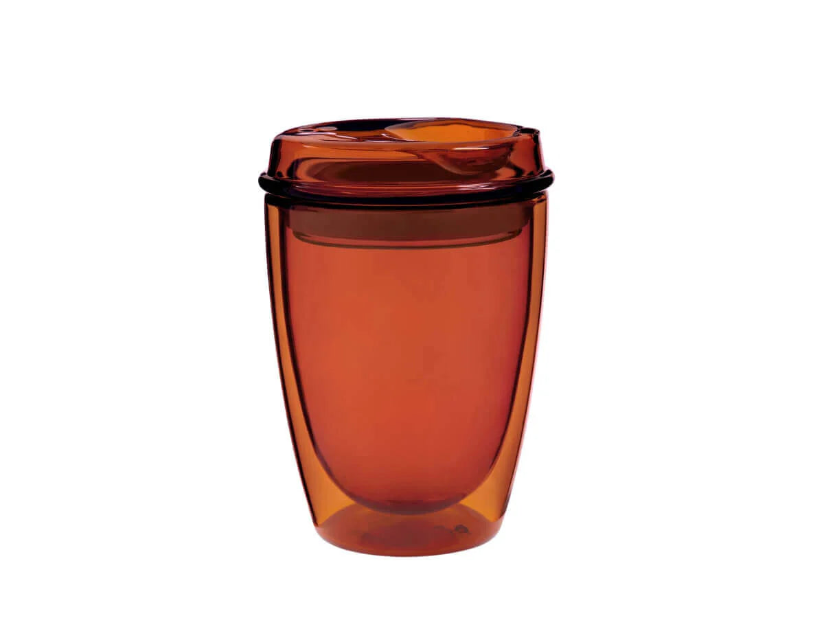 8oz Amber Good Cuppa Double Wall Glass Takeaway Cup