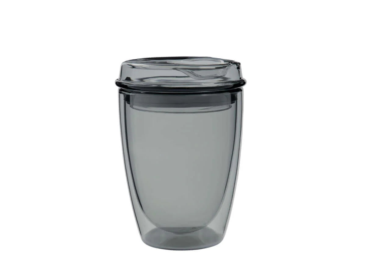 8oz Charcoal Good Cuppa Double Wall Glass Takeaway Cup