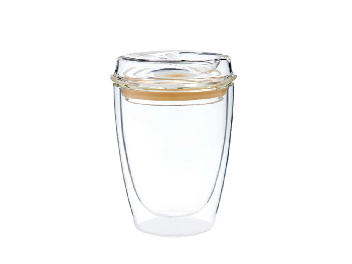 8oz Clear Good Cuppa Double Wall Glass Takeaway Cup