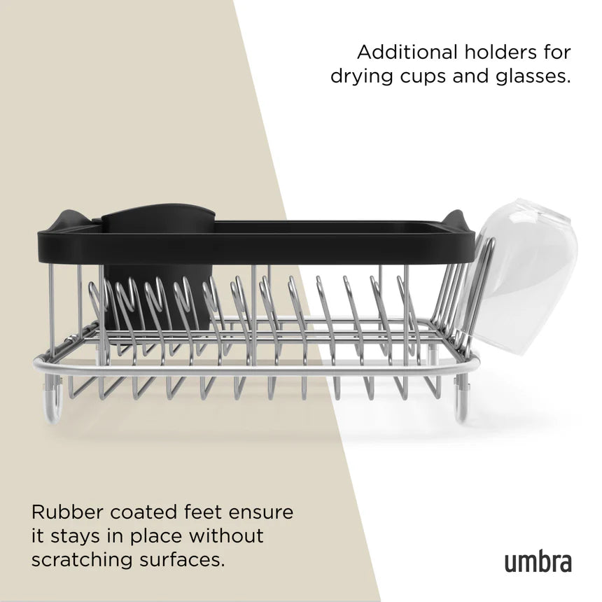 Umbra Sinkin Multi Use Dish Rack - Black-Nickel