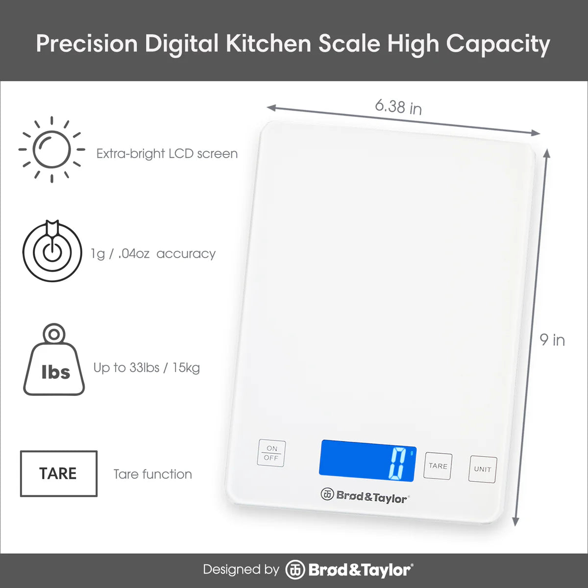 Brød & Taylor High-Capacity Baking Scale (up to 15kg/33lbs)