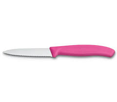 Paring Knife 3.25" / 8cm Serrated, Spear Tip - Pink