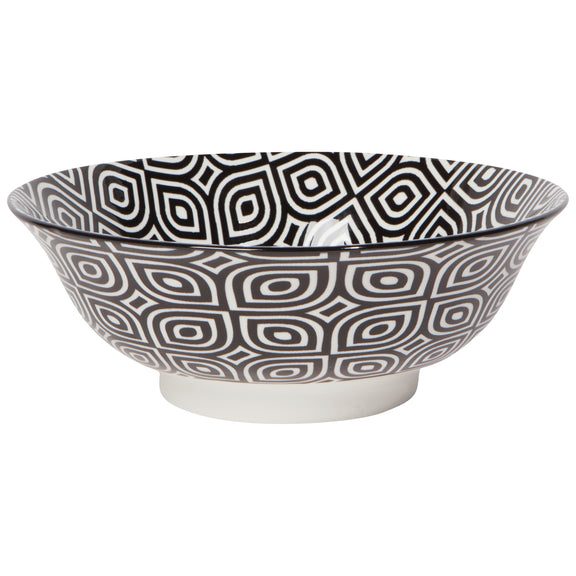 Bowl Stamped 8" - Black White Geo