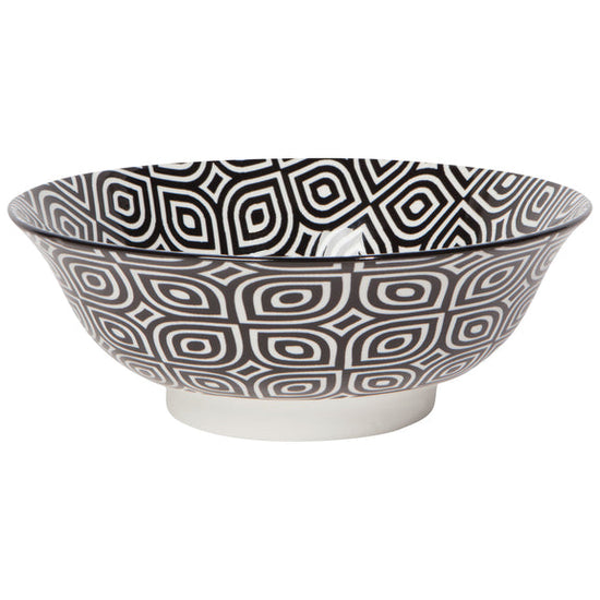Bowl Stamped 8" - Black White Geo